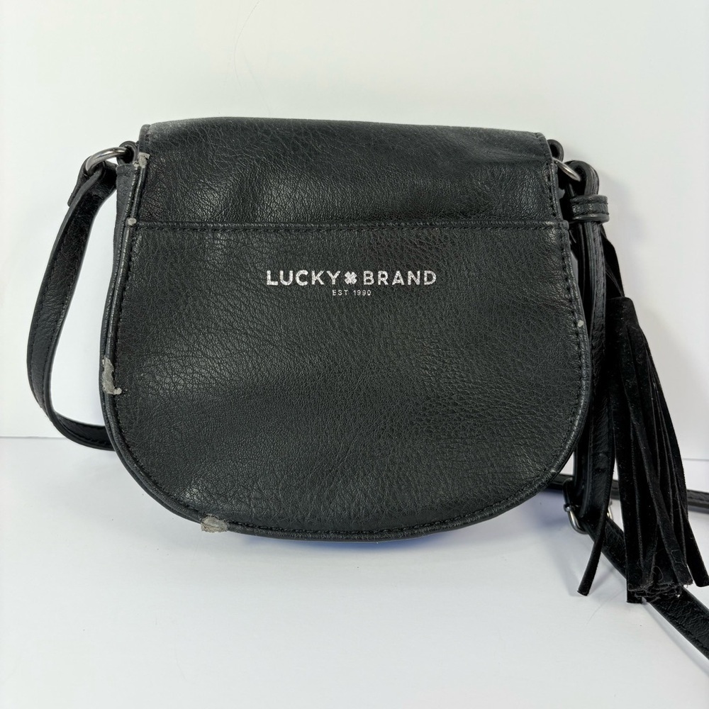 Lucky Brand Distressed Braided Leather Western Crossbody Purse